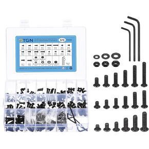 DTGN 570Pcs M3 M4 M5 Button Head Socket Cap Screws - Carbon Steel Full Thread 6/8/10/12/16/20mm Bolt Nut Set Washer Assortment Kit & Wrench - Good for Machine, Furniture in Saudi Arabia