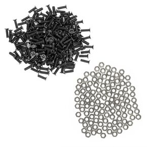 50-Pack Screw and Nut Set for D-Series Panel Mount, Black Countersunk Phillips Screws + 304 Stainless Hex Nuts for D-Type Panel Connectors, Durable Metal Construction, Easy Installation
