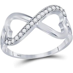 Jewels By Lux Sterling Silver White Diamond Infinity-weave Heart Womens Band Ring 1/6 Cttw