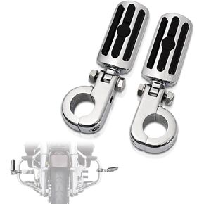 FOVPLUE 1.25" Highway Footpegs, Adjustable Footrest w/Mounting P-Clamps for Harley Touring Softail Dyna Sportster Honda Kawasaki Suzuki Yamaha Indian Victory with 1-1/4" Engine Guard/Tubing, Chrome#2