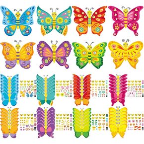 Tatuo 48 Pcs Spring Butterflies Craft Kits for Kids Spring DIY Art Craft Kits Make Your Own Butterfly Paper Craft Set DIY Butterflies Ornament Crafts for Kids Ages 3, 4, 5, 6, 8, 12