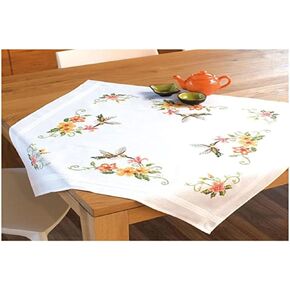Vervaco Cross Stitch Tablecloth Kit, 32 x 32 inch, Hummingbird