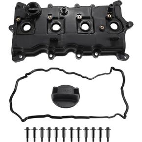 X AUTOHAUX Engine Valve Cover with Gasket Oil Cap for Nissan Rogue 2008-2012 2.5L Cylinder Head Cover No.13264JG30A Camshaft Engine Valve Rocker Cover with Gasket Bolts Oil Cap