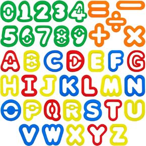 Playdough Tool Set with Playdough Alphabet Cutters,Play Dough Numbers Cutters,Mathematical Symbols,Great Playdough Tools for Learning Letters and Numbers