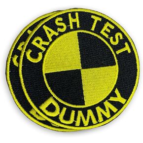HOSALA (Pack of 2Pcs) Crash Test Dummy Embroidered Patch, Funny Get Well Soon Gifts, Sarcasm Applique Patch for Injured Patient, Sarcastic Car Crash Injured Embroidered Iron-on Patch- 3.5 Inch