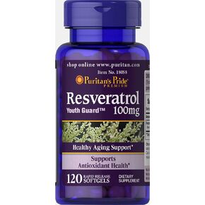 2-Pack Puritan's Pride Resveratrol Youth Guard 100mg, 120 Softgels (240 Total)