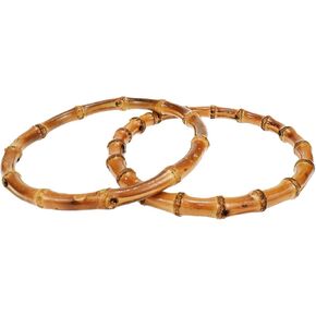 Geesatis 2 قطعة حلقات من الخيزران مقابض المحفظة صياغة المحفظة مقابض حقيبة اليد لصنع DIY، قطر 15 سم / 6 بوصة in Kuwait