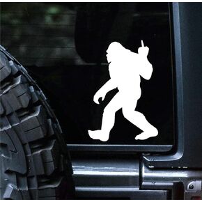 Sunset Graphics & Decals Big Foot Middle Finger Decal Vinyl Car Sticker Sasquatch Funny | Cars Trucks Vans Walls Laptop | White | 6 inches | SGD000148