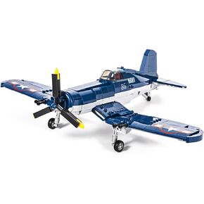 مجموعة مكعبات بناء طائرة الجيش العسكري القتالية من DAHONPA F4U مع شكل واحد، 550 قطعة من لعبة مكعبات بناء القوة الجوية، هدية للأطفال والكبار. in Kuwait