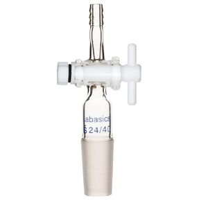 Labasics Vacuum Flow Control Adapter with PTFE Stopcock, 24/40 Joint and Straight Hose Connection for Lab Supply