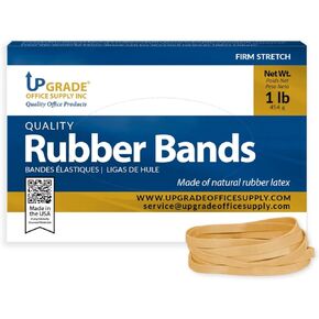 Upgrade Office Supply UPG22564 Rubber Bands, Size #64 (3-1/2" x 1/4"), Natural Crepe, Made in USA (3 Pound Box)