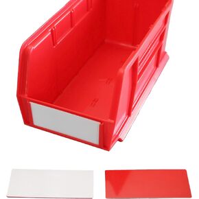 (40-Pack) Akro Bins Compatible Label Inserts with White and Red Kanban Indication, Alternative to P/N 29300 Clear Protective Plastic Label Holders for 4-Inch Tall Shelf Bins
