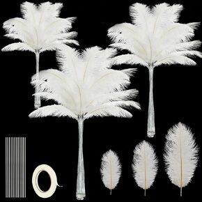 XunYee 240 Pcs Ostrich Feathers Bulk Natural Feathers Decoration 12-14 Inch 10-12 Inch 8-10 Inch Natural Ostrich Feathers Plumes for Wedding Centerpieces Flower Arrangement Home Decor (Black)