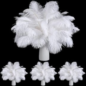 90 Pcs Natural Ostrich Feathers Plumes for Centerpieces 12-14 Inch, 10-12 Inch, 8-10 Inch Vase Feathers Decor Tall for Wedding Party Centerpieces, Flower Arrangement and Home Decoration (White) in Saudi Arabia