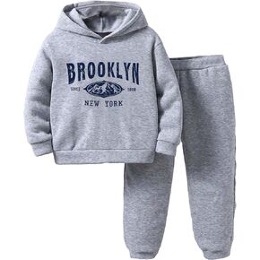 SOLY HUX Toddler Boy's 2 Piece Outfits Letter Graphic Long Sleeve Hoodies and Sweatpants Set
