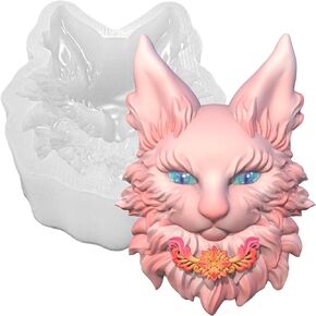 KAKIWYHHH Maine Coon Curlicues Cat 3D Epoxy Resin Silicone Mold, Craft, Polymer Clay, Plaster