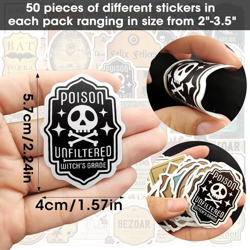 VAIIEYO 50 Pcs Cartoon Labels, Graffiti Stickers, Halloween Wine Bottle Glassy Bottle Stickers for Luggage Notebook Mobile Phone Cups Stickers, Halloween Decoration Crafts DIY, Teens Adults in Saudi Arabia