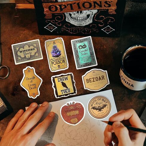 VAIIEYO 50 Pcs Cartoon Labels, Graffiti Stickers, Halloween Wine Bottle Glassy Bottle Stickers for Luggage Notebook Mobile Phone Cups Stickers, Halloween Decoration Crafts DIY, Teens Adults in Saudi Arabia