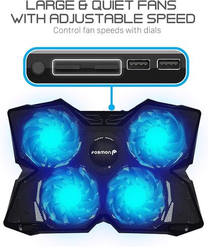 Fosmon Laptop Cooler for 13" to 17-inch Laptop PS4 MacBook Pro, USB Powered Quiet Cooling Fan with 2X USB Ports in Saudi Arabia
