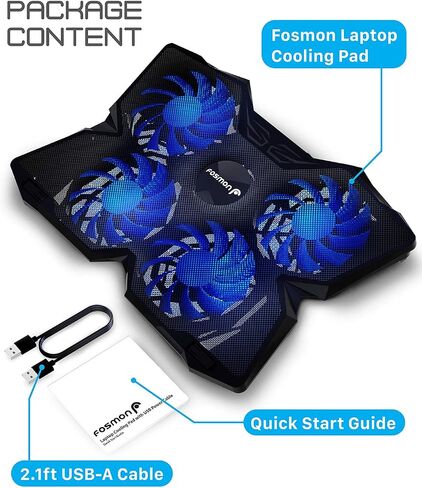 Fosmon Laptop Cooler for 13" to 17-inch Laptop PS4 MacBook Pro, USB Powered Quiet Cooling Fan with 2X USB Ports in Saudi Arabia