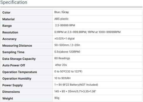 مقياس سرعة الدوران الرقمي بالليزر RPM مقياس RPM Vicimeter 2.5-99999RPM، يتضمن 3 أشرطة عاكسة in Kuwait