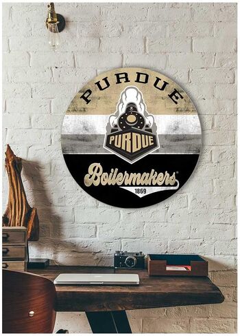 KH Sports Fan Purdue Boilermakers علامة دائرية متعددة الألوان، 20 × 20 بوصة، ديكور الغلايات لغرفة النوم وغرفة النوم وكهف المروحة وغرفة المعيشة؛ أظهر روح فريقك مع هذه اللوحة الفنية الجدارية الفريدة من نوعها من بوردو بويلرميكرز in Saudi Arabia
