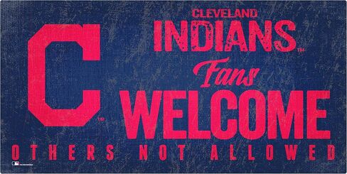 لافتة ترحيب لمحبي MLB Cleveland Indians للجنسين، لون الفريق، 6 × 12 in Saudi Arabia