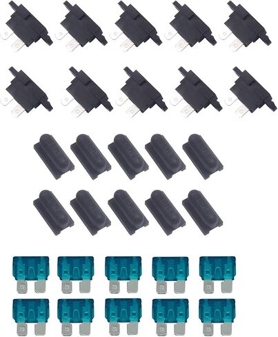 KOLACEN Auto ATC Blade Standard Fuse Holder Seat for Car Boat Truck SUV with Cover Black (Pack of 10) in Saudi Arabia