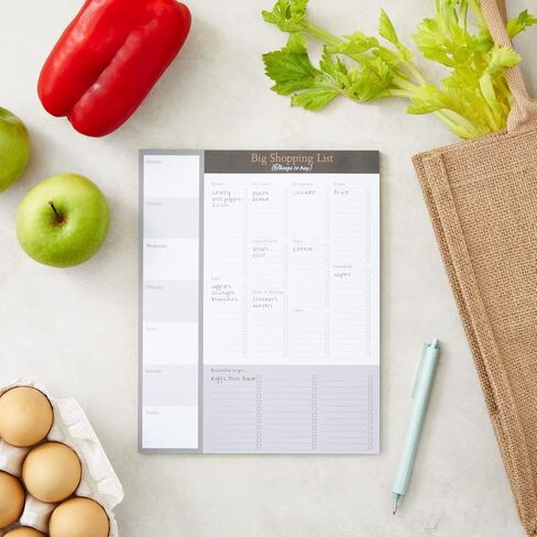 Juvale 3-Pack Large Magnetic Shopping List Pad For Fridge with Checklist, Grocery Store Magnet Notepads for Weekly Meal Planner with 52 Sheets Each, Brown/Gray (7.5x9.5 In) in Saudi Arabia