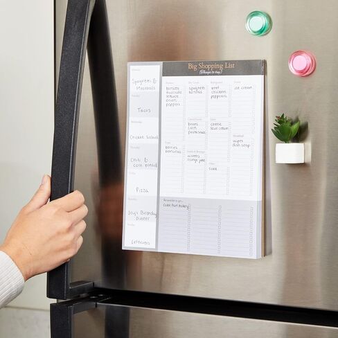 Juvale 3-Pack Large Magnetic Shopping List Pad For Fridge with Checklist, Grocery Store Magnet Notepads for Weekly Meal Planner with 52 Sheets Each, Brown/Gray (7.5x9.5 In) in Saudi Arabia
