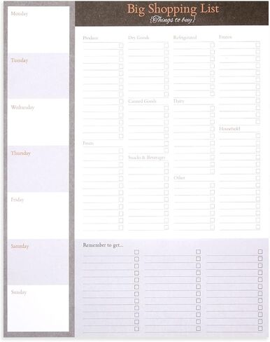 Juvale 3-Pack Large Magnetic Shopping List Pad For Fridge with Checklist, Grocery Store Magnet Notepads for Weekly Meal Planner with 52 Sheets Each, Brown/Gray (7.5x9.5 In) in Saudi Arabia