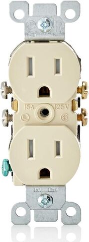 Leviton T5320-W Straight Blade Tamper Resistant Duplex Receptacle, 125 V, 15 A, 2 Pole, 3 Wire, 1 Pack, White in Saudi Arabia