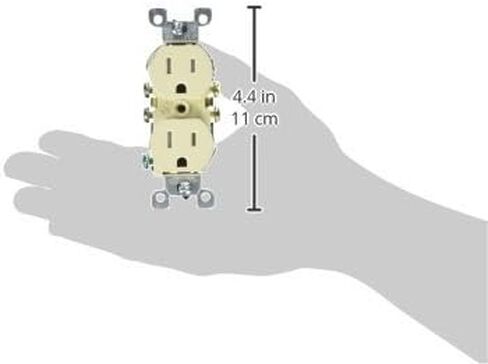 Leviton T5320-W Straight Blade Tamper Resistant Duplex Receptacle, 125 V, 15 A, 2 Pole, 3 Wire, 1 Pack, White in Saudi Arabia