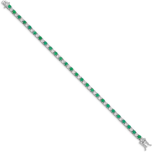 Diamond2Deal 925 Sterling Silver Rhodium plated Emerald And White Topaz Tennis Bracelet for Women in Saudi Arabia