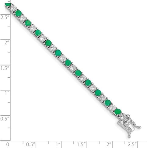 Diamond2Deal 925 Sterling Silver Rhodium plated Emerald And White Topaz Tennis Bracelet for Women in Saudi Arabia