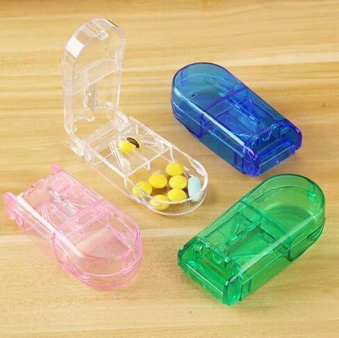 Pill Cutter and Splitter with Dispenser, Cuts Pills, Vitamins, Tablets, Stainless Steel Blade, Travel Sized (Pink) in Saudi Arabia
