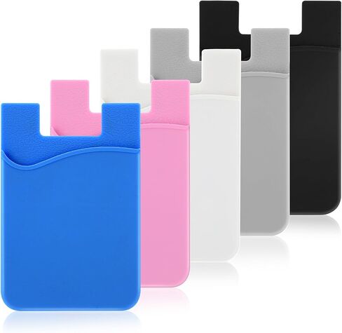 WLLHYF 5 Pack Phone Wallet Phone Card Holder Silicone Card Holder for Back of Phone Stick on Phone Cases Credit Card Sleeve Pocket Cell Phone Pouch Compatible for Most of Cell Phone(Multicolor) in Saudi Arabia