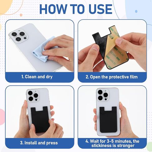 WLLHYF 5 Pack Phone Wallet Phone Card Holder Silicone Card Holder for Back of Phone Stick on Phone Cases Credit Card Sleeve Pocket Cell Phone Pouch Compatible for Most of Cell Phone(Multicolor) in Saudi Arabia