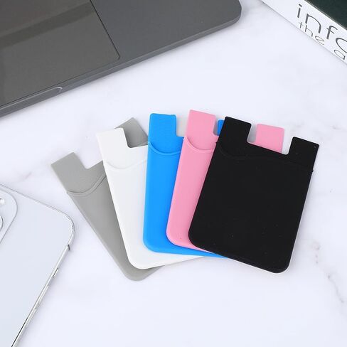 WLLHYF 5 Pack Phone Wallet Phone Card Holder Silicone Card Holder for Back of Phone Stick on Phone Cases Credit Card Sleeve Pocket Cell Phone Pouch Compatible for Most of Cell Phone(Multicolor) in Saudi Arabia