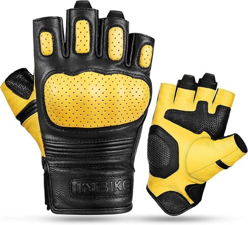 INBIKE Fingerless Motorcycle Gloves Half Finger Leather Riding Glove Hard Knuckle Gel Padded in Saudi Arabia