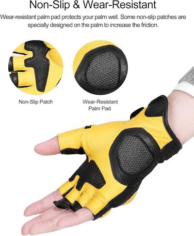 INBIKE Fingerless Motorcycle Gloves Half Finger Leather Riding Glove Hard Knuckle Gel Padded in Saudi Arabia