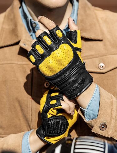 INBIKE Fingerless Motorcycle Gloves Half Finger Leather Riding Glove Hard Knuckle Gel Padded in Saudi Arabia