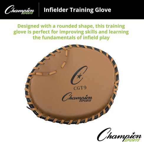 Champion Sports 11.5" Fielder's Glove - Synthetic Leather Front and Back for Comfort Grip | Double Bar Open Web and Conventional Back Design for Versatility | Age: Elementary | Right-Handed Glove in Saudi Arabia