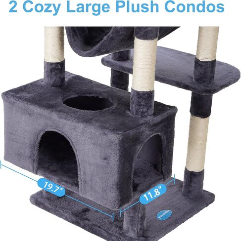 Hey-brother Cat Tree, XL Cozy Cat Tower, 69 Inch Tall Cat Condo with Hammock, Basket, Scratching Posts, 2 Large Cat Caves, 2 Plush Perches, Stable Cat Activity Center, Smoky Gray MPJ033G in Saudi Arabia