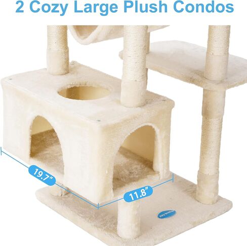 Hey-brother Cat Tree, XL Cozy Cat Tower, 69 Inch Tall Cat Condo with Hammock, Basket, Scratching Posts, 2 Large Cat Caves, 2 Plush Perches, Stable Cat Activity Center, Smoky Gray MPJ033G in Saudi Arabia