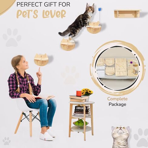 ZIRAO, Cat Wall Shelves Reinforced with Sisal Mat + 3 Wall Steps + Toy, Cat Wall Steps, Cat Climbing Shelves Solid Wood for Sleeping, Playing and Scratching (Cat Wall Shelves Sisal) in Saudi Arabia