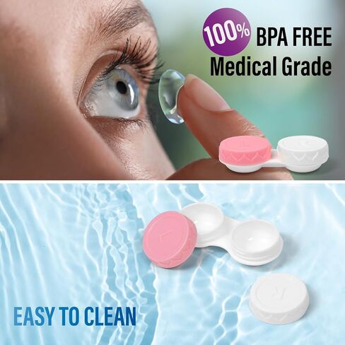 8 Pack Black Contact Lens Cases,Outdoor Portable Mini Contact Lens Kit,Perfect for Travel & Everyday Use in Saudi Arabia