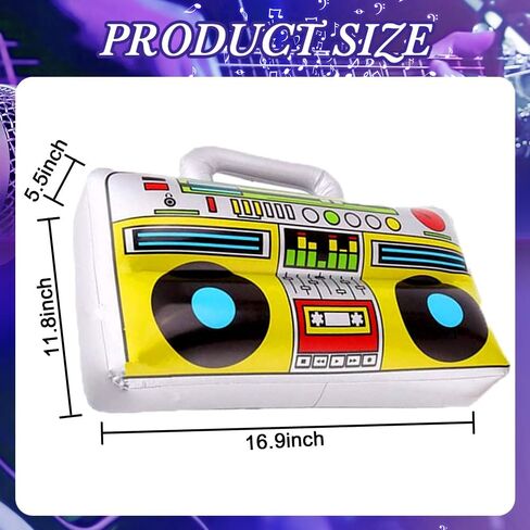 SBYURE 16 inch Party Inflatable Boom Box + 2 Microphones Inflatable Props + 23.6 inch Inflatable Keyboard Piano for 80s Party Decorations Inflatable Props in Saudi Arabia