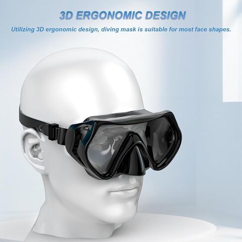 BuyCard عبوتان من معدات الغطس للبالغين، قناع الغطس الجاف، قناع الغطس، رؤية بانورامية واسعة 180 درجة، مجموعة الغطس الاحترافية للبالغين تتنفس بحرية (أسود وأسود) in Kuwait