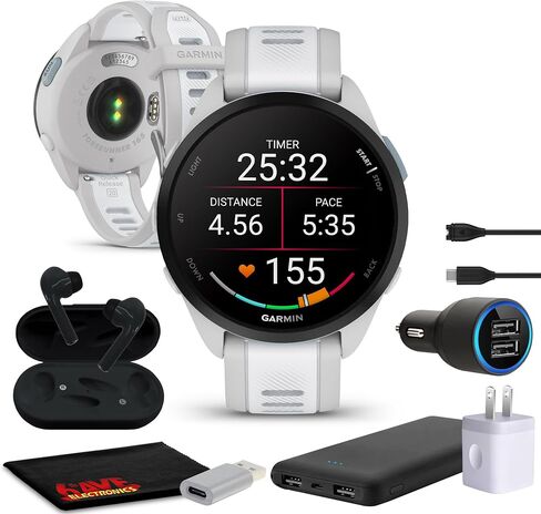 Garmin Forerunner 165 GPS Running Smartwatch, Fitness Tracker Smart Watch for Women and Men Bundle with Accessories - Mist Gray/Whitestone in Saudi Arabia